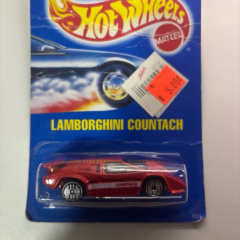 Mattel Hot Wheels Red Lamborghini Countach Vintage Blue Card
